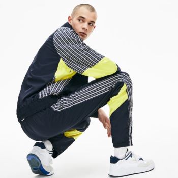 Lacoste LIVE Patchwork Trackpants Pánské - Trekingové Kalhoty Blankyt / Žluté / Bílé | CZ-cY89E4